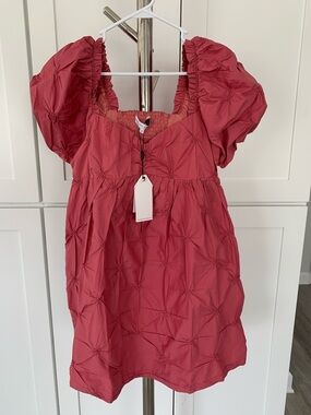 NWT English Factory Rose Mauve Textured Babydoll Mini Dress, size S.